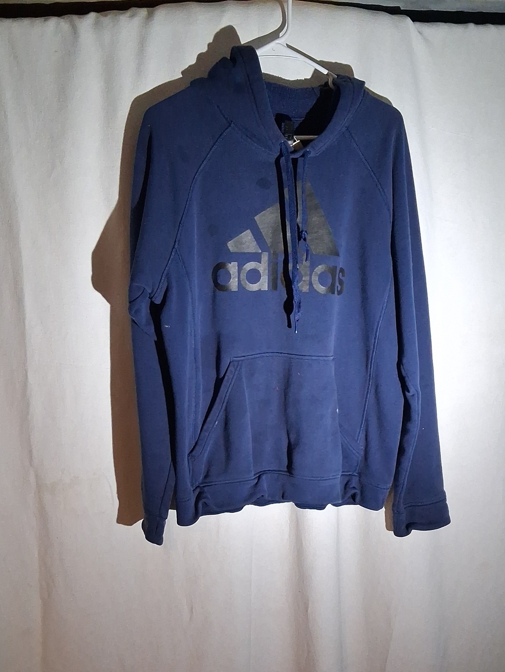 adidas Badge Of Sport Fleece Pullover Hoodie Navy Blue And Black